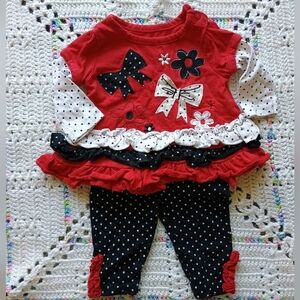 3-6 months baby girl 2 piece matching outfit set bundle